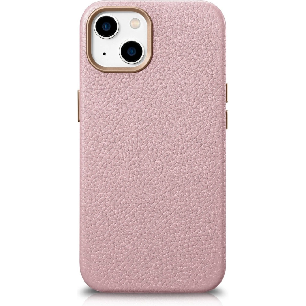 Etui iCarer Litchi Premium Leather MagSafe Apple iPhone 14 różowy