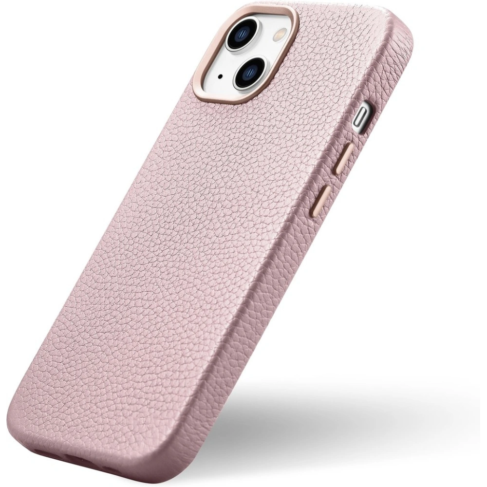 Etui iCarer Litchi Premium Leather MagSafe Apple iPhone 14 różowy
