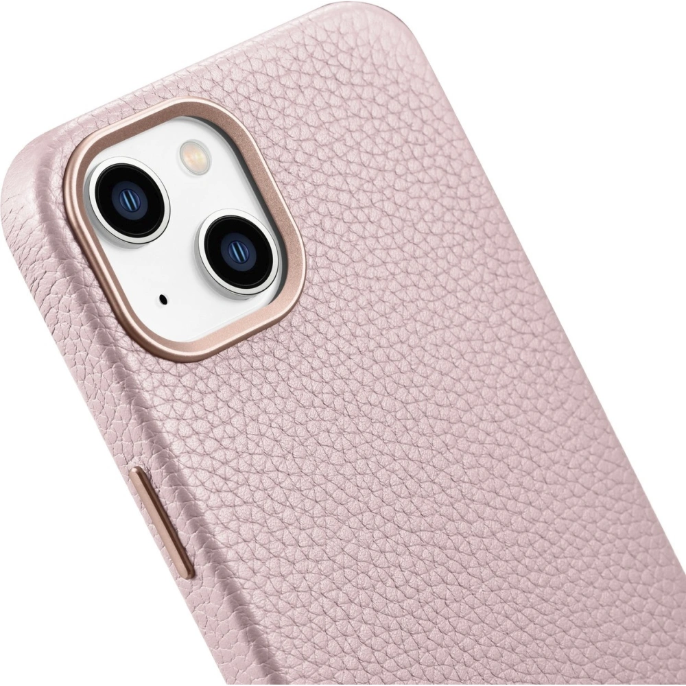 Etui iCarer Litchi Premium Leather MagSafe Apple iPhone 14 różowy