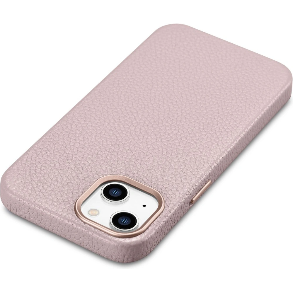 Etui iCarer Litchi Premium Leather MagSafe Apple iPhone 14 różowy