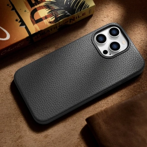 Kup Etui iCarer Litchi Premium Leather MagSafe Apple iPhone 14 Pro černý - ICR366 - {ean13} - Sklep Home Screen