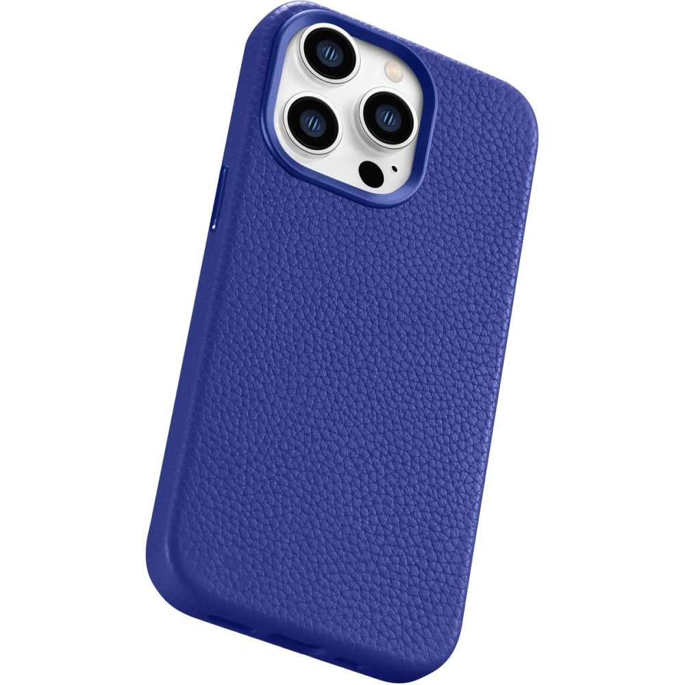 Etui iCarer Litchi Premium Leather MagSafe Apple iPhone 14 Pro ciemnoniebieski