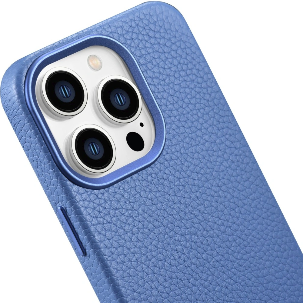 Etui iCarer Litchi Premium Leather MagSafe Apple iPhone 14 Pro jasnoniebieski