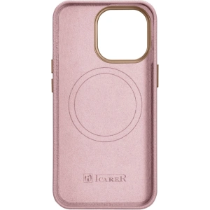 Kup Etui iCarer Litchi Premium Leather MagSafe Apple iPhone 14 Pro růžový - ICR370 - {ean13} - Sklep Home Screen