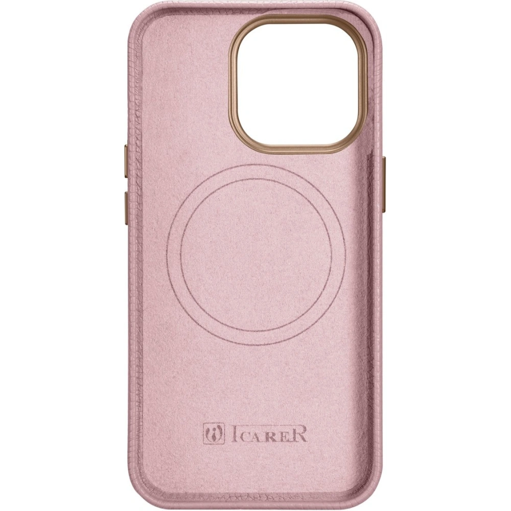 Etui iCarer Litchi Premium Leather MagSafe Apple iPhone 14 Pro różowy