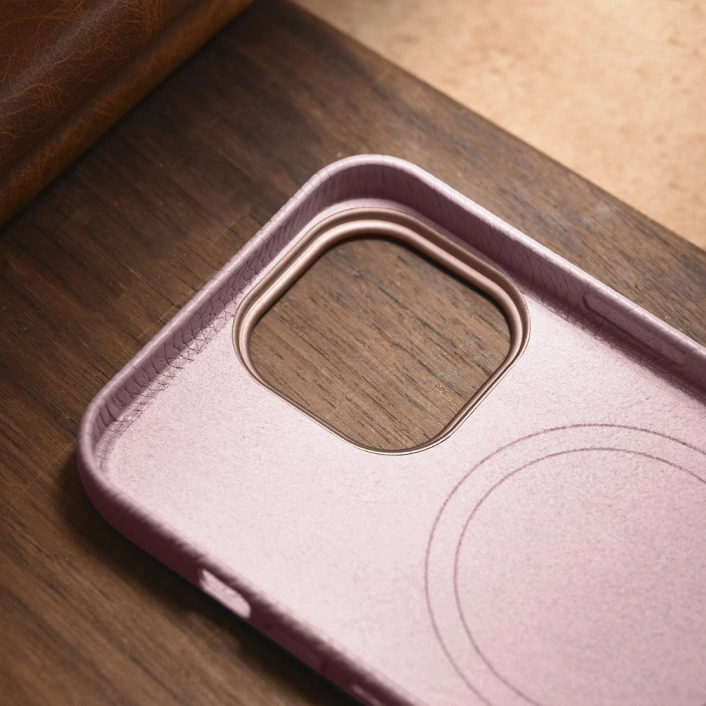 Etui iCarer Litchi Premium Leather MagSafe Apple iPhone 14 Pro różowy
