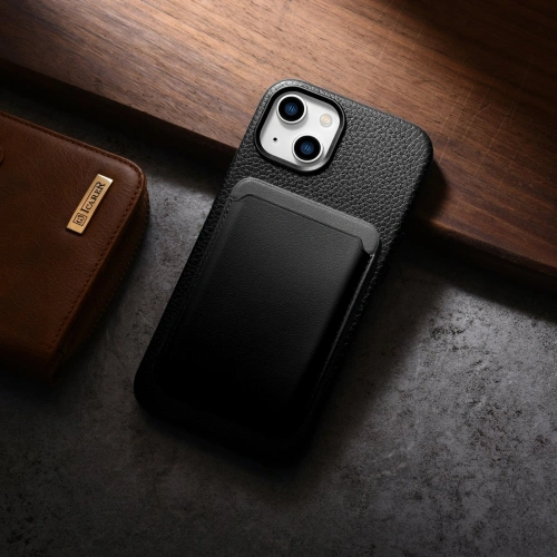 Kup Case iCarer Litchi Premium Leder MagSafe Apple iPhone 14 Plus / 15 Plus schwarz - ICR371 - {ean13} - Sklep Home Screen