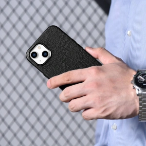 Kup Etui iCarer Litchi Premium Leather MagSafe Apple iPhone 14 Plus / 15 Plus černé - ICR371 - {ean13} - Sklep Home Screen