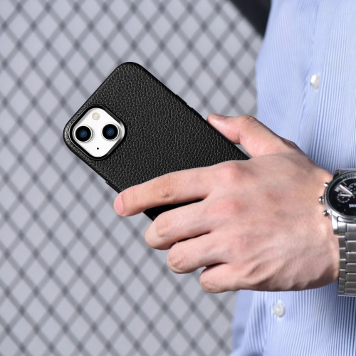 Kup Case iCarer Litchi Premium Leder MagSafe Apple iPhone 14 Plus / 15 Plus schwarz - ICR371 - {ean13} - Sklep Home Screen