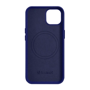Kup Carcasă iCarer Litchi Premium Leather MagSafe Apple iPhone 14 Plus / 15 Plus albastru închis - ICR372 - {ean13} - Sklep Home Screen