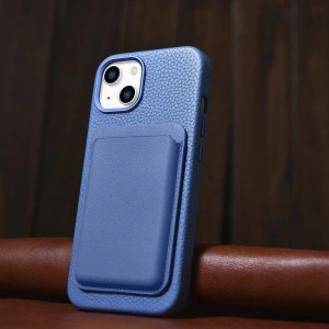 Kup Etui iCarer Litchi Premium Leather MagSafe Apple iPhone 14 Plus / 15 Plus světle modrá - ICR373 - {ean13} - Sklep Home Screen