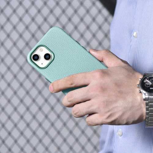 Kup Case iCarer Litchi Premium Leder MagSafe Apple iPhone 14 Plus / 15 Plus grün - ICR374 - {ean13} - Sklep Home Screen