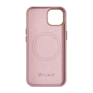 Kup Etui iCarer Litchi Premium Leather MagSafe Apple iPhone 14 Plus / 15 Plus růžový - ICR375 - {ean13} - Sklep Home Screen