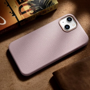 Kup Etui iCarer Litchi Premium Leather MagSafe Apple iPhone 14 Plus / 15 Plus růžový - ICR375 - {ean13} - Sklep Home Screen
