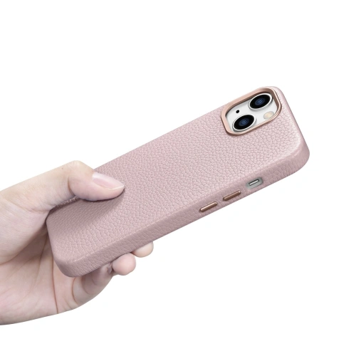 Kup Case iCarer Litchi Premium Leder MagSafe Apple iPhone 14 Plus / 15 Plus rosa - ICR375 - {ean13} - Sklep Home Screen