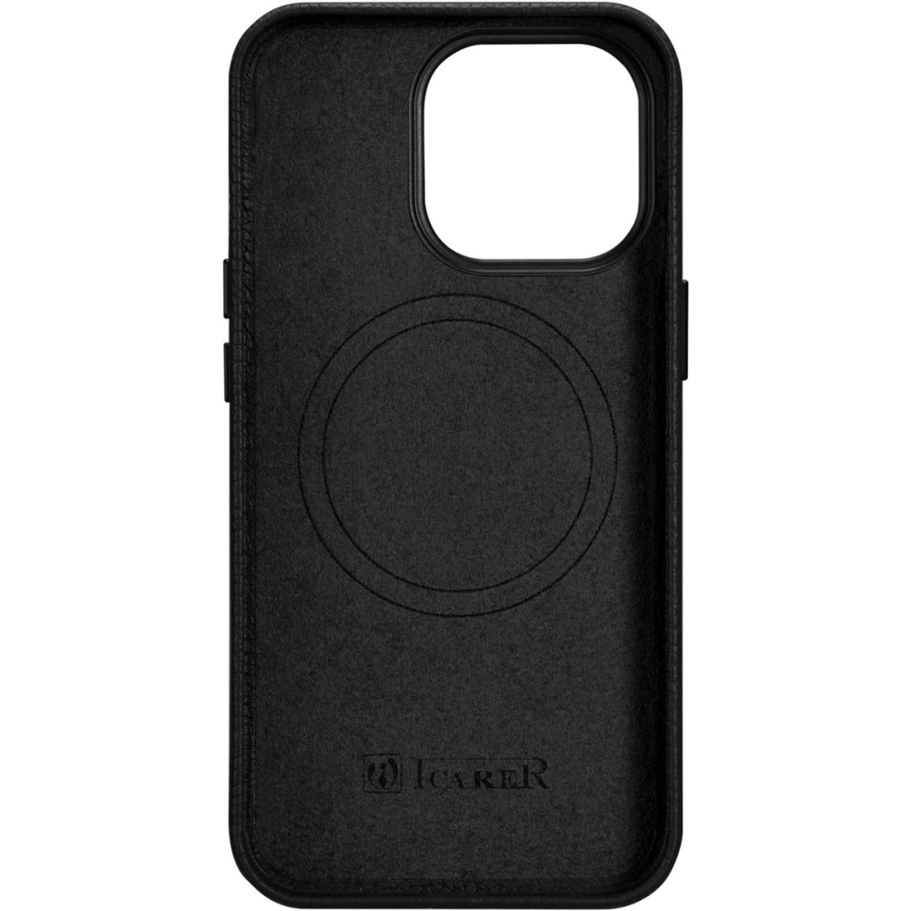 Etui iCarer Litchi Premium Leather MagSafe Apple iPhone 14 Pro Max czarny