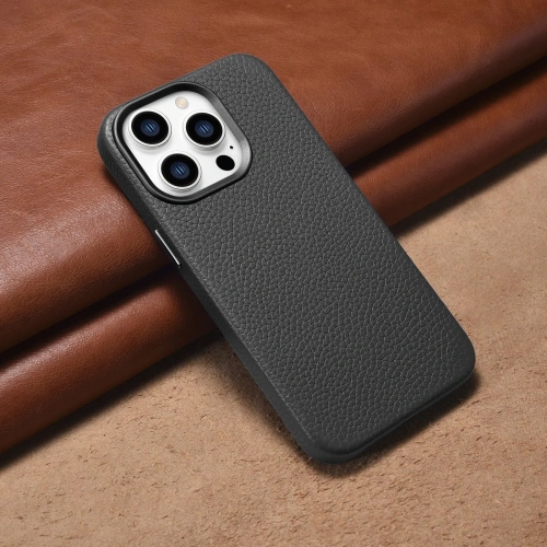 Kup Case iCarer Litchi Premium Leder MagSafe Apple iPhone 14 Pro Max schwarz - ICR376 - {ean13} - Sklep Home Screen