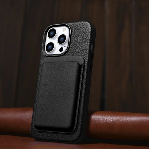 Kup Case iCarer Litchi Premium Leder MagSafe Apple iPhone 14 Pro Max schwarz - ICR376 - {ean13} - Sklep Home Screen