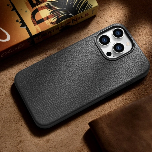 Kup Etui iCarer Litchi Premium Bőr MagSafe Apple iPhone 14 Pro Max fekete - ICR376 - {ean13} - Sklep Home Screen