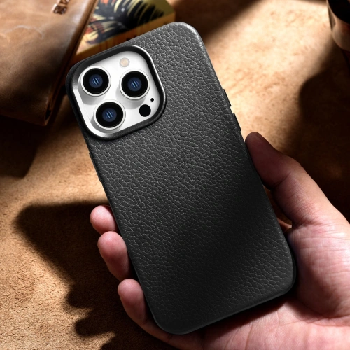 Kup Case iCarer Litchi Premium Leder MagSafe Apple iPhone 14 Pro Max schwarz - ICR376 - {ean13} - Sklep Home Screen