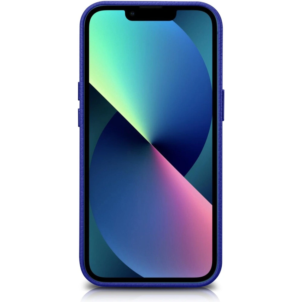 Etui iCarer Litchi Premium Leather MagSafe Apple iPhone 14 Pro Max ciemnoniebieski