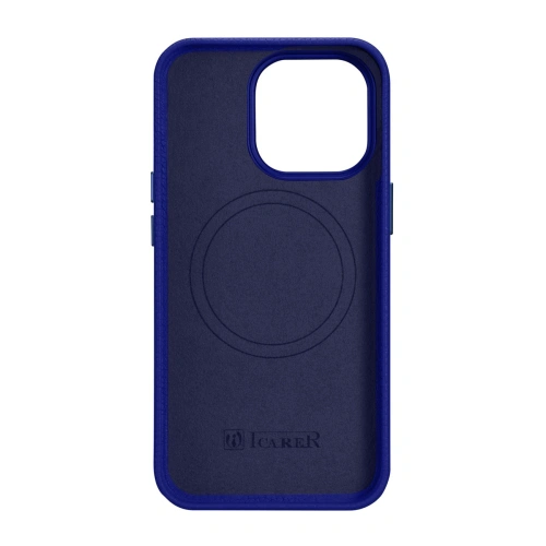 Kup Case iCarer Litchi Premium Leder MagSafe Apple iPhone 14 Pro Max dunkelblau - ICR377 - {ean13} - Sklep Home Screen