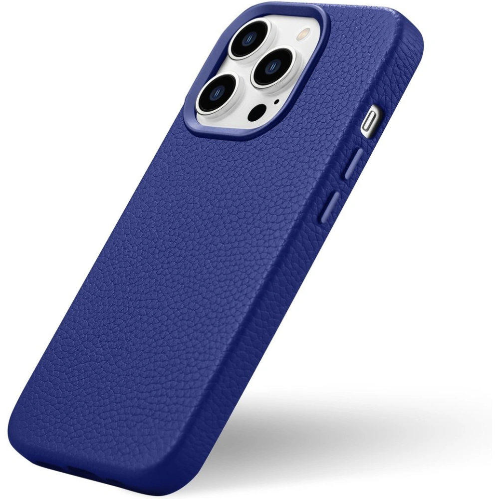 Etui iCarer Litchi Premium Leather MagSafe Apple iPhone 14 Pro Max ciemnoniebieski