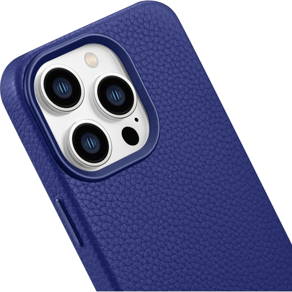 Etui iCarer Litchi Premium Leather MagSafe Apple iPhone 14 Pro Max ciemnoniebieski
