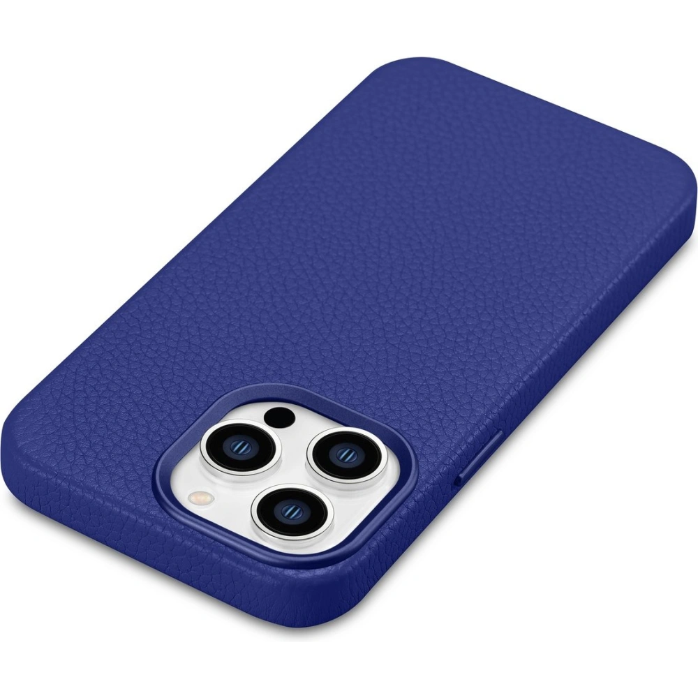 Etui iCarer Litchi Premium Leather MagSafe Apple iPhone 14 Pro Max ciemnoniebieski