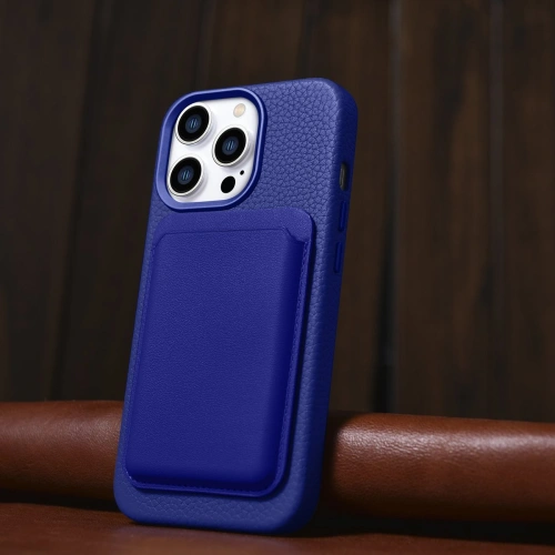 Kup Case iCarer Litchi Premium Leder MagSafe Apple iPhone 14 Pro Max dunkelblau - ICR377 - {ean13} - Sklep Home Screen