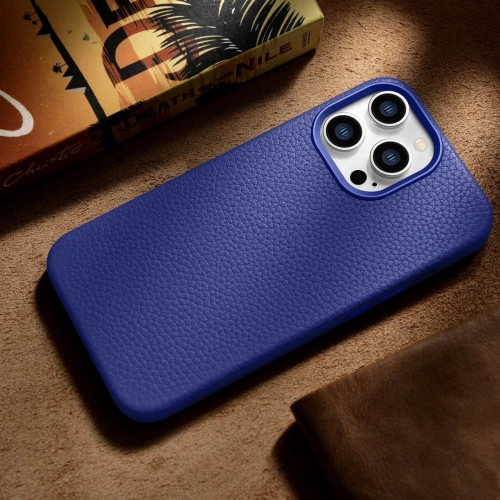 Kup Case iCarer Litchi Premium Leder MagSafe Apple iPhone 14 Pro Max dunkelblau - ICR377 - {ean13} - Sklep Home Screen
