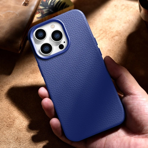 Kup Case iCarer Litchi Premium Leder MagSafe Apple iPhone 14 Pro Max dunkelblau - ICR377 - {ean13} - Sklep Home Screen