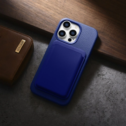 Kup Case iCarer Litchi Premium Leder MagSafe Apple iPhone 14 Pro Max dunkelblau - ICR377 - {ean13} - Sklep Home Screen
