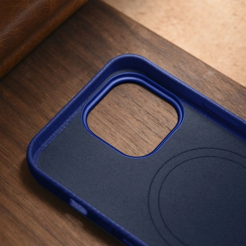 Buy iCarer Litchi Premium Leather MagSafe Apple iPhone 14 Pro Max navy blue - ICR377 - {ean13} - Home Screen Store Europe