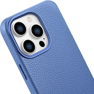 Kup Etui iCarer Litchi Premium Leather MagSafe Apple iPhone 14 Pro Max jasně modrý - ICR378 - {ean13} - Sklep Home Screen