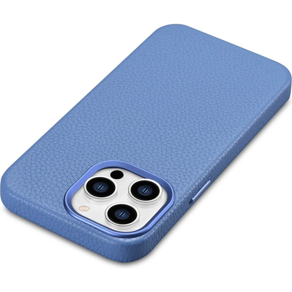 Etui iCarer Litchi Premium Leather MagSafe Apple iPhone 14 Pro Max jasnoniebieski