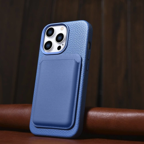 Kup Case iCarer Litchi Premium Leder MagSafe Apple iPhone 14 Pro Max hellblau - ICR378 - {ean13} - Sklep Home Screen