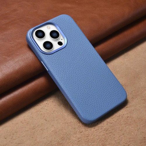 Kup Etui iCarer Litchi Premium Leather MagSafe Apple iPhone 14 Pro Max jasně modrý - ICR378 - {ean13} - Sklep Home Screen