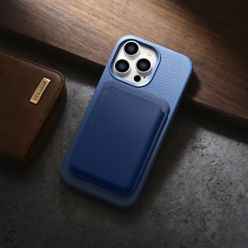 Kup Case iCarer Litchi Premium Leder MagSafe Apple iPhone 14 Pro Max hellblau - ICR378 - {ean13} - Sklep Home Screen