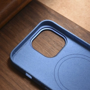 Kup Case iCarer Litchi Premium Leder MagSafe Apple iPhone 14 Pro Max hellblau - ICR378 - {ean13} - Sklep Home Screen