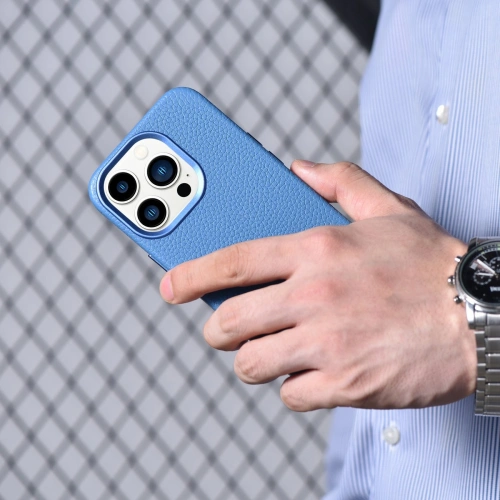 Kup Case iCarer Litchi Premium Leder MagSafe Apple iPhone 14 Pro Max hellblau - ICR378 - {ean13} - Sklep Home Screen