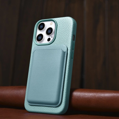 Kup Etui iCarer Litchi Premium Leather MagSafe Apple iPhone 14 Pro Max zöld - ICR379 - {ean13} - Sklep Home Screen