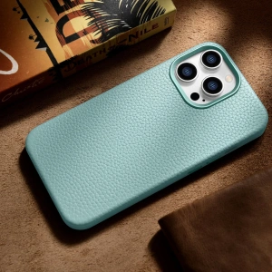 Kup Etui iCarer Litchi Premium Leather MagSafe Apple iPhone 14 Pro Max zelená - ICR379 - {ean13} - Sklep Home Screen