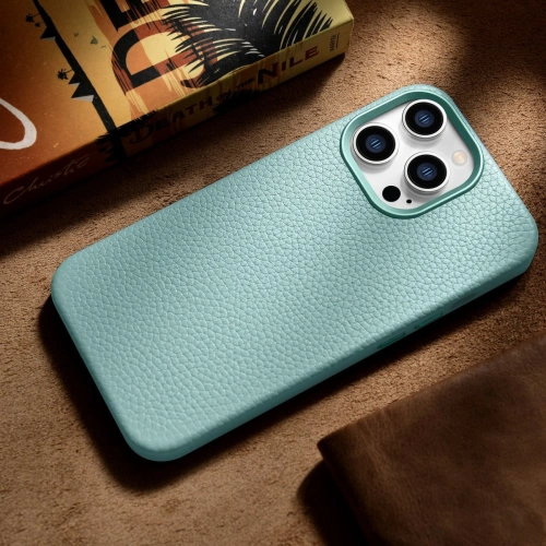 Kup Etui iCarer Litchi Premium Leather MagSafe Apple iPhone 14 Pro Max zöld - ICR379 - {ean13} - Sklep Home Screen