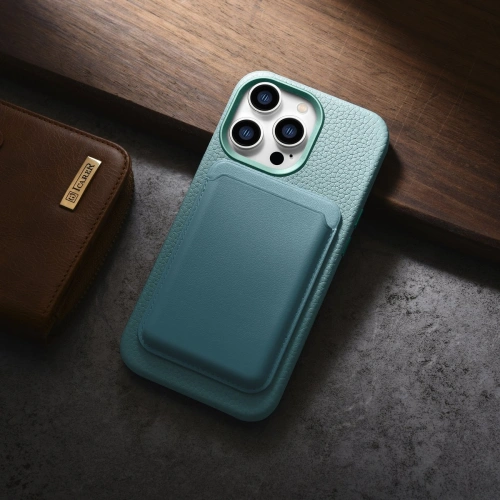 Kup Etui iCarer Litchi Premium Leather MagSafe Apple iPhone 14 Pro Max zöld - ICR379 - {ean13} - Sklep Home Screen