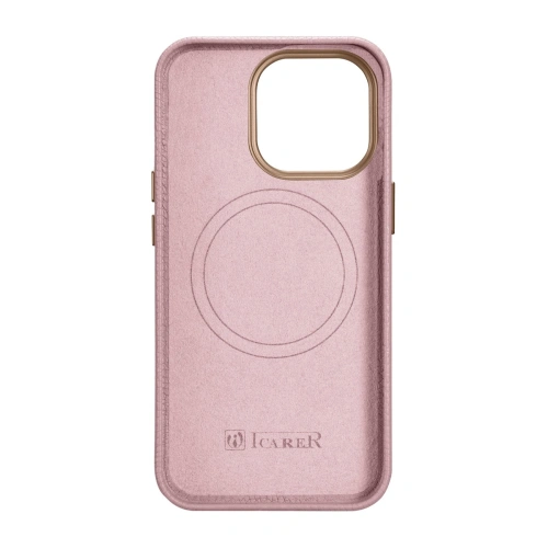 Kup Etui iCarer Litchi Premium Bőr MagSafe Apple iPhone 14 Pro Max rózsaszín - ICR380 - {ean13} - Sklep Home Screen
