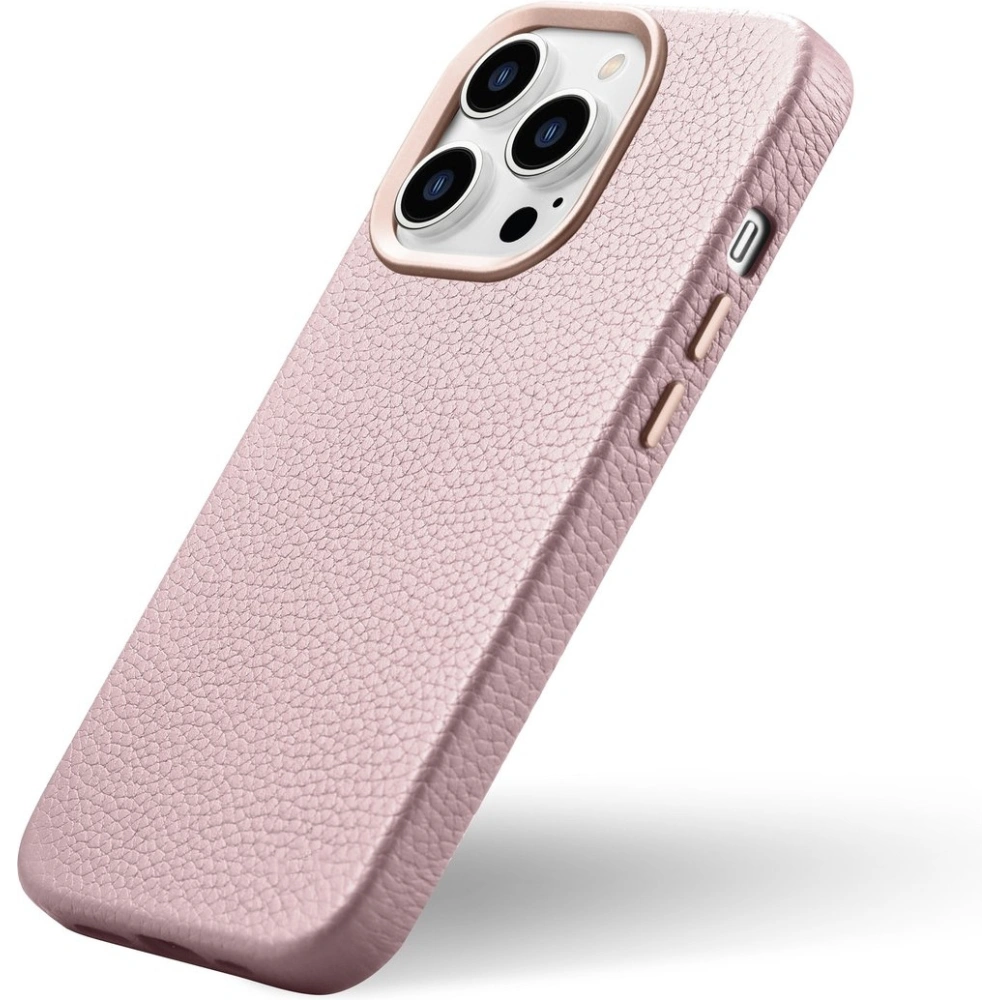 Etui iCarer Litchi Premium Leather MagSafe Apple iPhone 14 Pro Max różowy