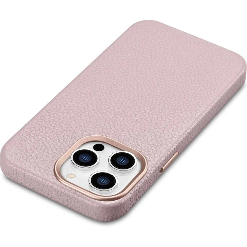 Etui iCarer Litchi Premium Leather MagSafe Apple iPhone 14 Pro Max różowy