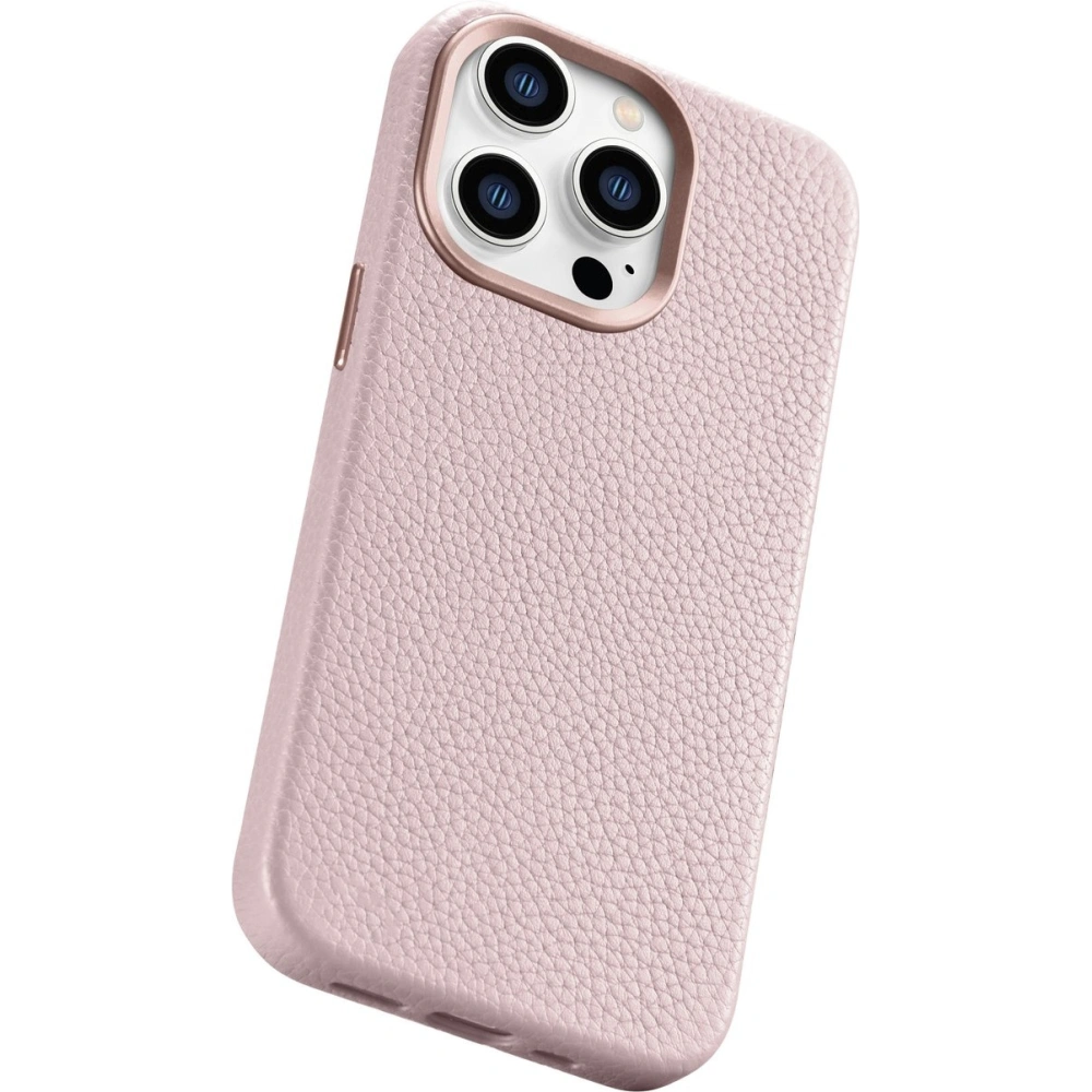 Etui iCarer Litchi Premium Leather MagSafe Apple iPhone 14 Pro Max różowy