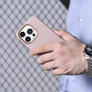 Kup Etui iCarer Litchi Premium Leather MagSafe Apple iPhone 14 Pro Max růžový - ICR380 - {ean13} - Sklep Home Screen